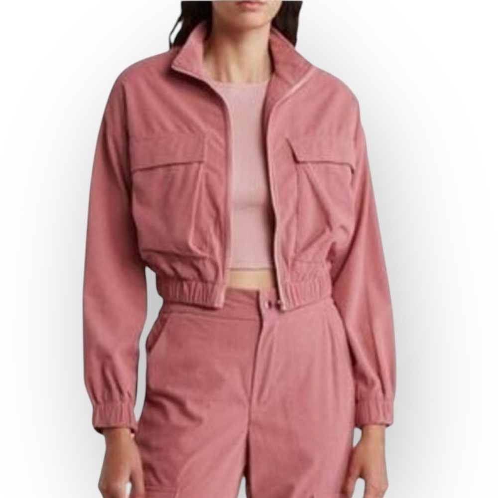 NWT‎ Area Stars Mauve Cropped Long Sleeves Zip Up Moc Neck Jacket